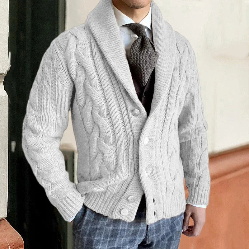 maoxiangshop Autumn Winter Warm Sweater Mens Cardigan Knitted Long Sleeve Breasted Collar Jacket Coat Male Casual Fashion Knitwear Clothing