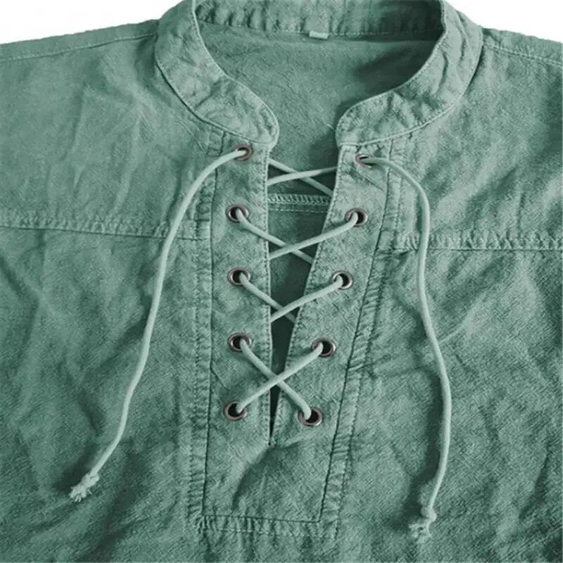 maoxiangshop Spring Autumn Men T Shirt Vintage Stand Collar Solid Color Long Sleeve Causal T Shirt Men Fashion Cotton Tops Tees Mens Clothing