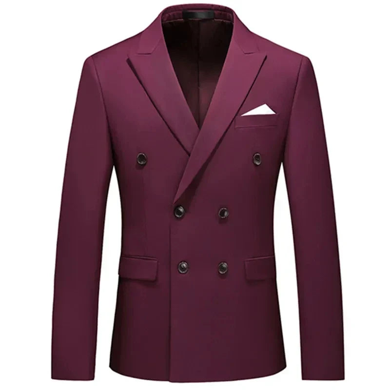 maoxiangshop Fashion New Men's Casual Boutique Business Solid Color Double Breasted Suit Jacket Blazers Coat