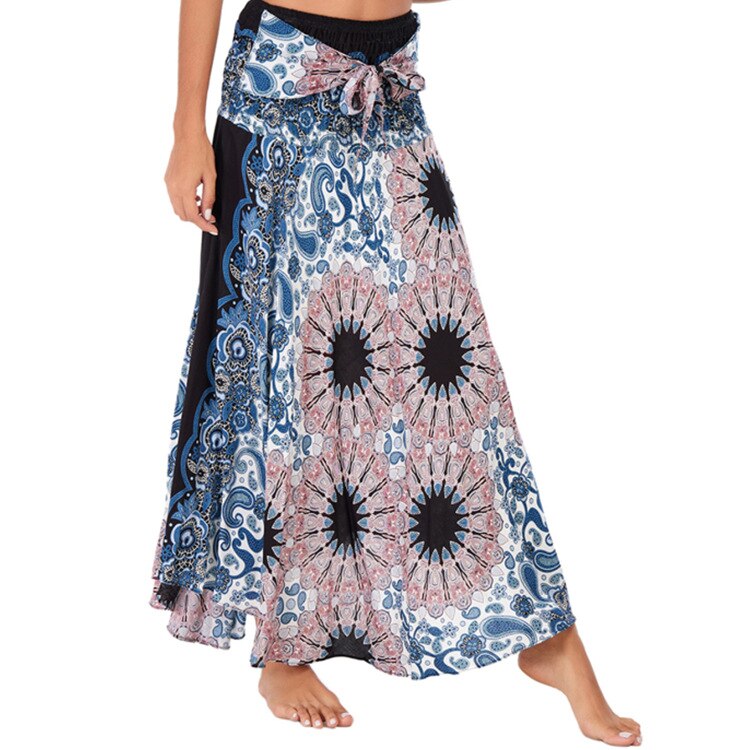 maoxiangshop Fashion Skirts Women Clothes Roupas Saia Bottom Women Skirt New Sexy Woman Long Jupe Bohemian Boho Flowers Elastic Waist Faldas