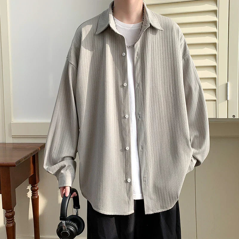 maoxiangshop 2024 Spring Summer Men White Vintage Shirts Mens Harajuku Fashion Oversized Shirt Male Black Casual Streetwear Blouses 5XL