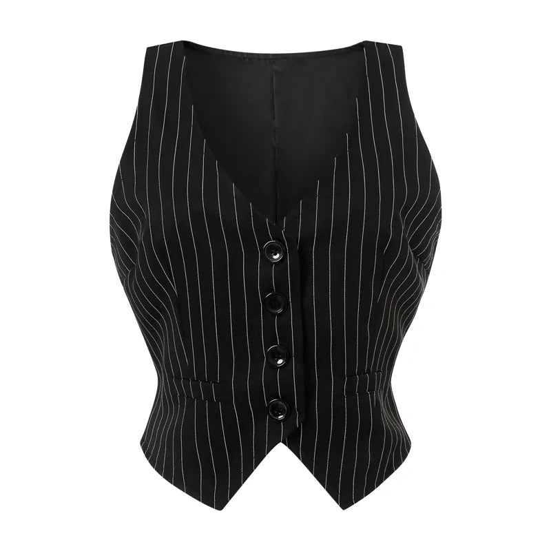 Gothic Retro Button Down Fit Jacket Vest Solid Aesthetic Vintage Fairycore Grunge Slim Tank Tops Sleeveless Punk Style Waistcoat