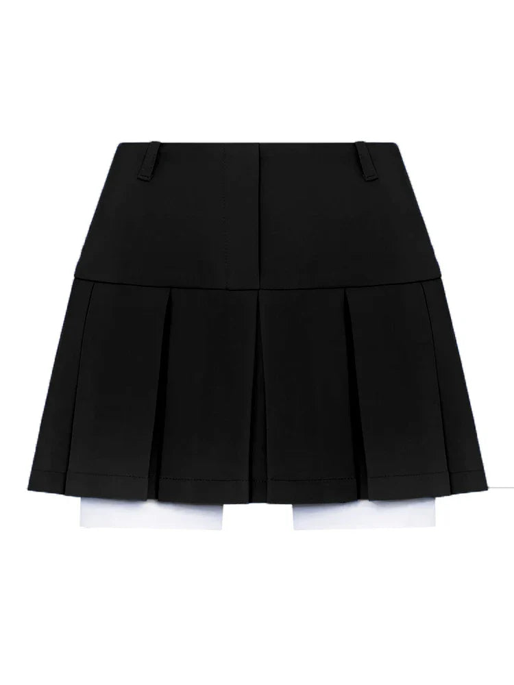 maoxiangshop - New Mini Skirt For Women Cute High Waist Fashion Y2K Skirts Set Casual Streetwear Womens Bottom Black Pleated Skirts