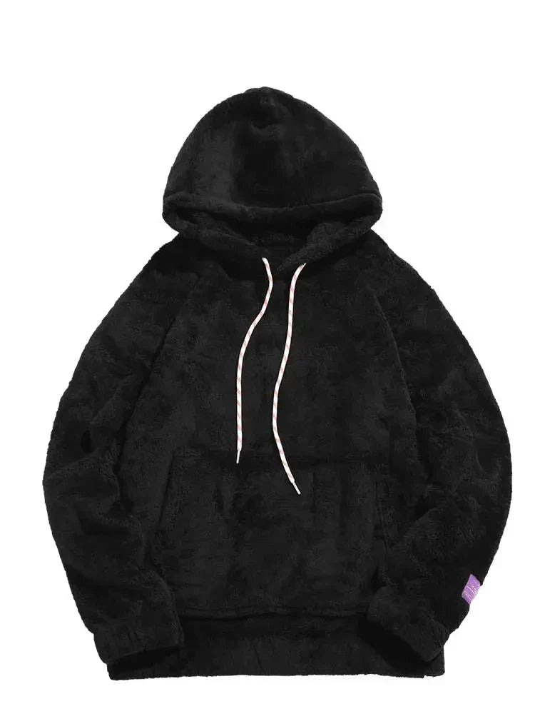 maoxiangshop Solid Hoodie for Men Fluffy Sweatshirts Fall Winter Streetwear Pullover Basic Unisex Hooded Sweats Jumper with Pocket