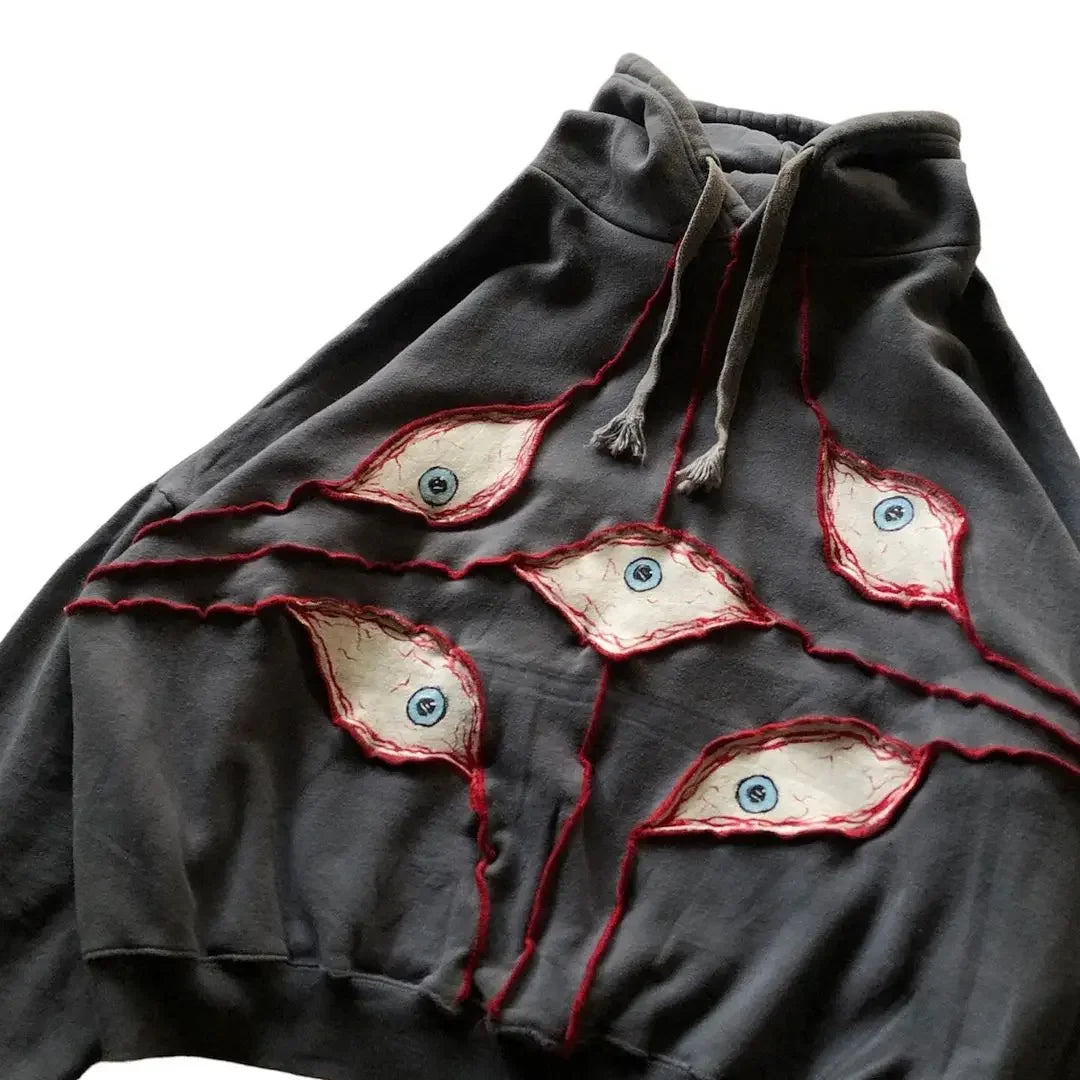 maoxiangshop maoxiangshopY2K Hoodie Hip Hop Gothic Eye Patchwork Loose Pullover for Men and Women New Fashion Retro Harajuku Street Clothing Casual Top