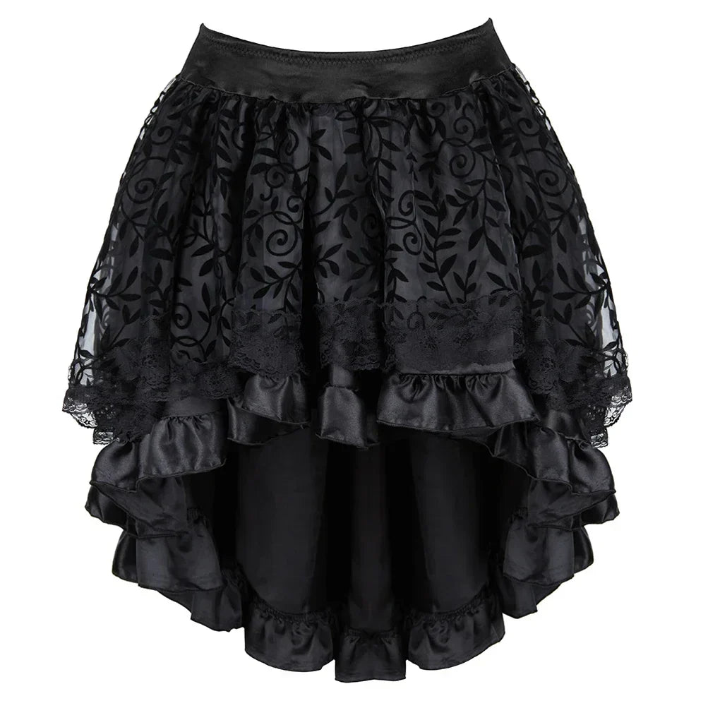 maoxiangshop - Women's Evening Corset Dress Floral Lace Up Bustiers Medieval Bustier Skirt Steampunk Carnival Evening Party Costume Plus Size