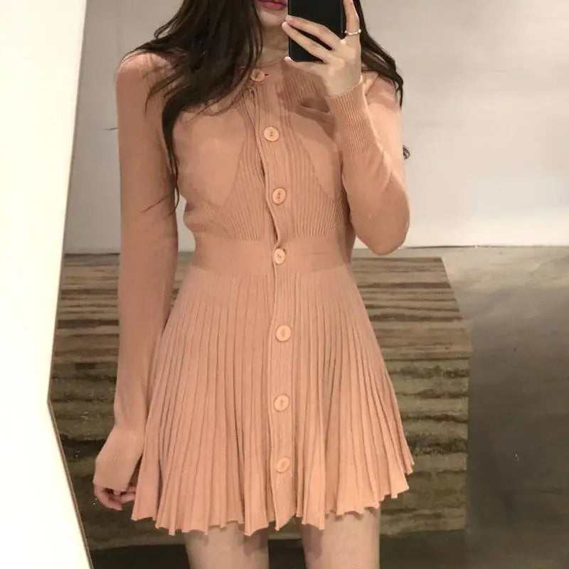 maoxiangshop Womens Dresses Bodycon Crochet Knitted Pleated Female Dress Sale Harajuku Elegant and Pretty Thic Y2k Trendy Retro Clothing