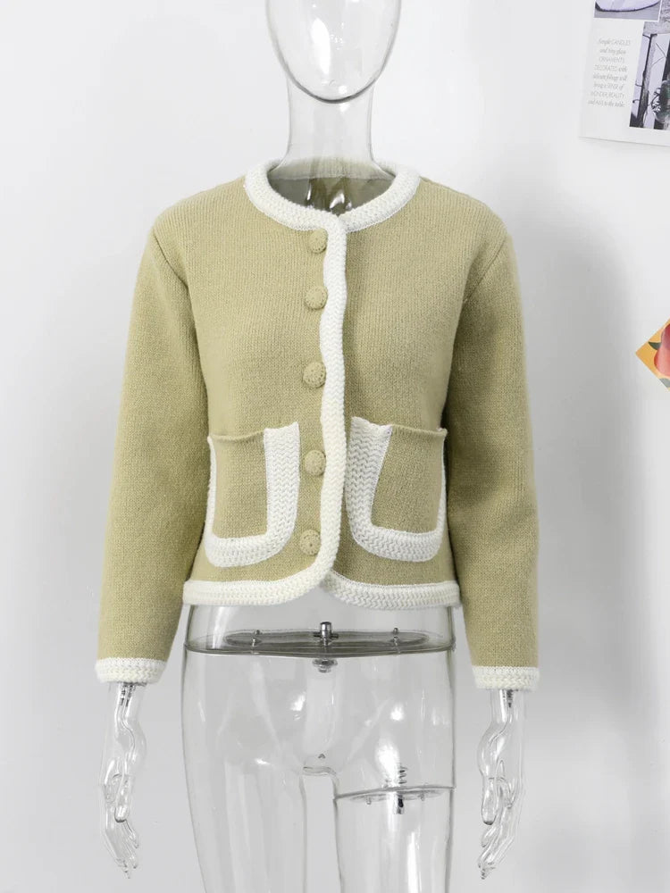 maoxiangshop - cold weather outfuts Elegant Wool Coat Women Fashion O-neck Single Breasted Pocket Female Short Coats 2024 Autumn Winter Warm Slim Lady Outwear