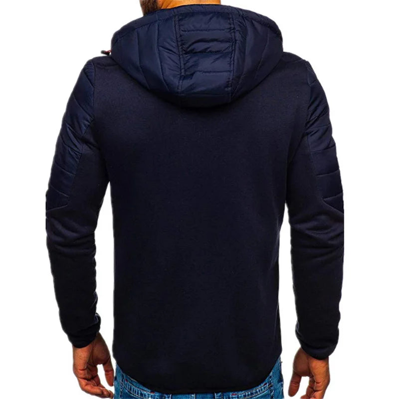 maoxiangshop Men's Hoodies Spring Autumn Casual LongSleeve Zip Up Hoodie Men Sweatshirt Patchwork Hooded Sweatshirts Streetwear Hoody Cardigan