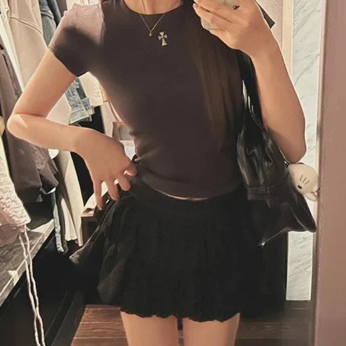 maoxiangshop Coquette White Skirt Women Summer Y2k Lace Patchwork Sexy High Waist A-line Cute Kawaii Korean Tutu Mini Skirt Fairycore