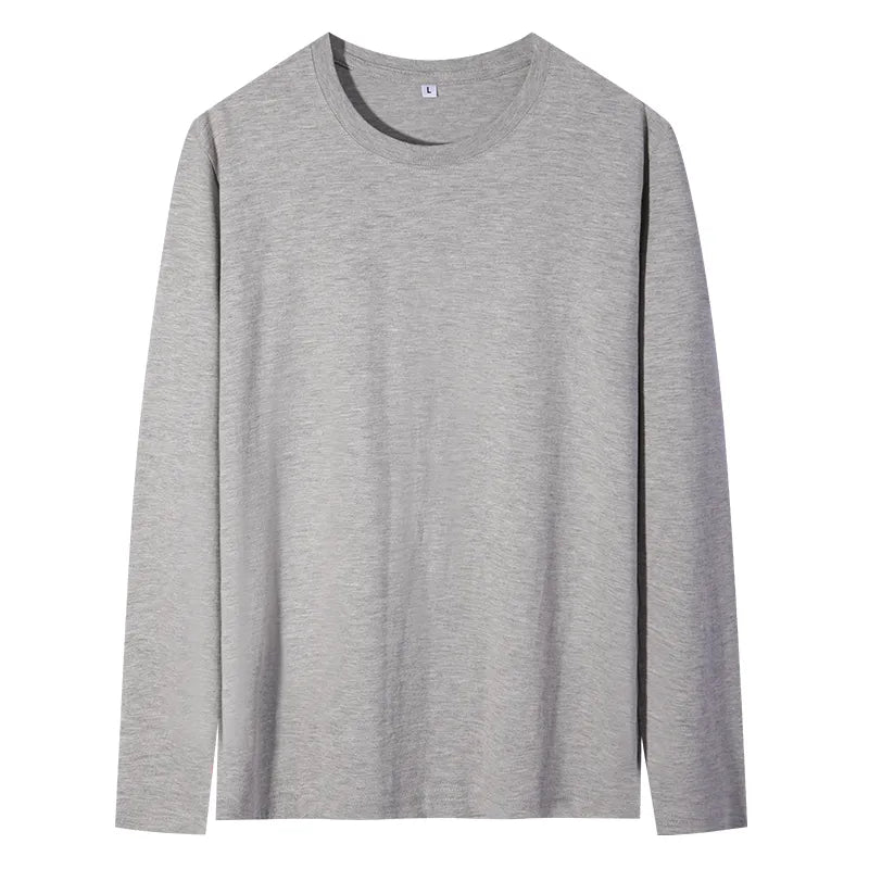 maoxiangshop New Base Shirts Spring Summer Mens O-Neck T-Shirt Long Sleeve T Shirt Male Solid Tshirt Man Clothing Tshirt Men Tops Tees