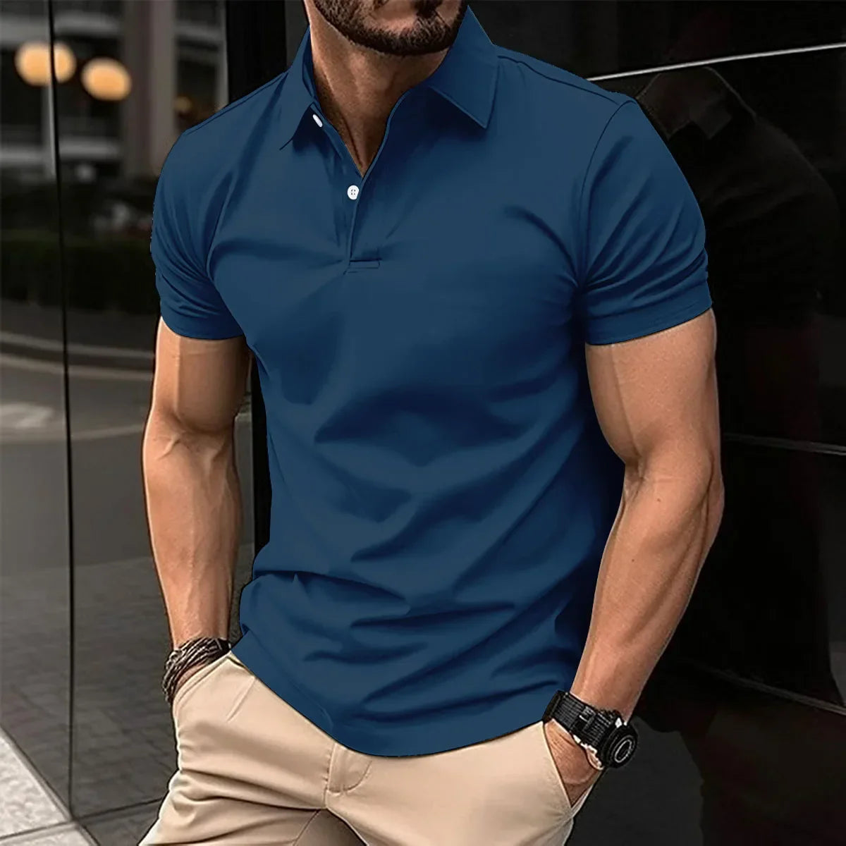 maoxiangshop 2024 Summer Best-Selling Men's Polo Shirt Lapel Printed Men's Clothing Stripes Polo Shirt Casual Sports Men's Shirt