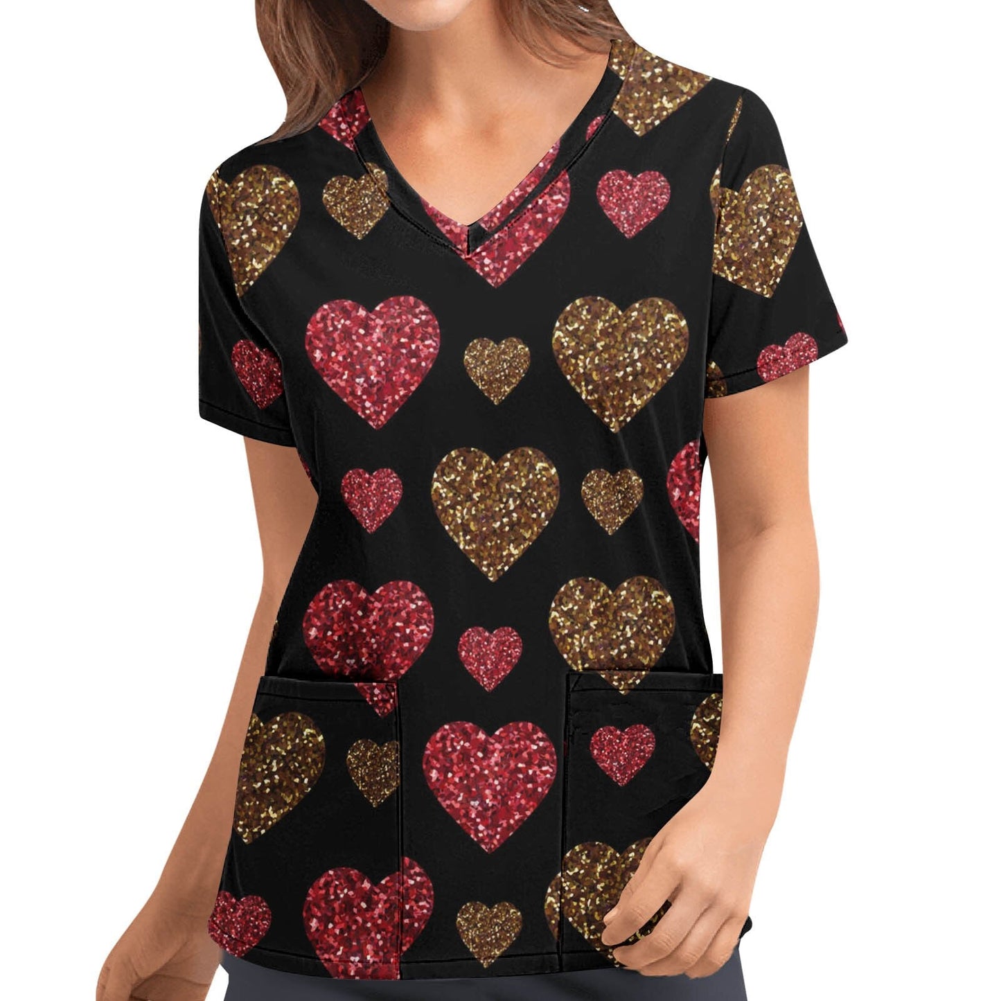 maoxiangshop Cute Cartoon Animals Print Christmas Nursing Scrubs Women Tops Short Sleeve pet salon Work Uniform Blouse Costume Shirts Female