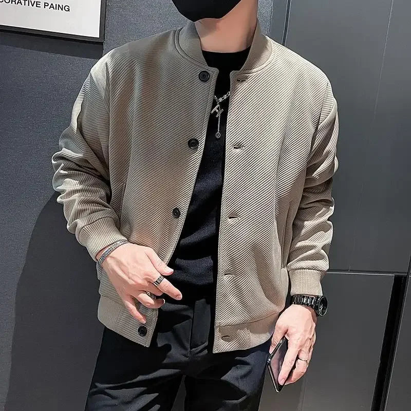 maoxiangshop High-Quality Male Bomber Casual JacKet Men's Autumn and Spring Outdoor Solid Color Jacket Sportswear Men's Jacket