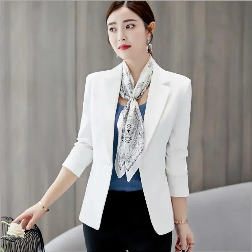 maoxiangshop Black Women Blazer Formal Slim Blazers Lady Office Work Suit Pockets Jackets Coat Female Wine Notched Blazer Jackets Femme