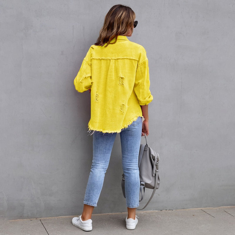 Fashion New In Jackets for Women 2023 Denim Jacket Women Vintage Jean Coats Casual Long Sleeve Top Oversize Clothes Streetwear
