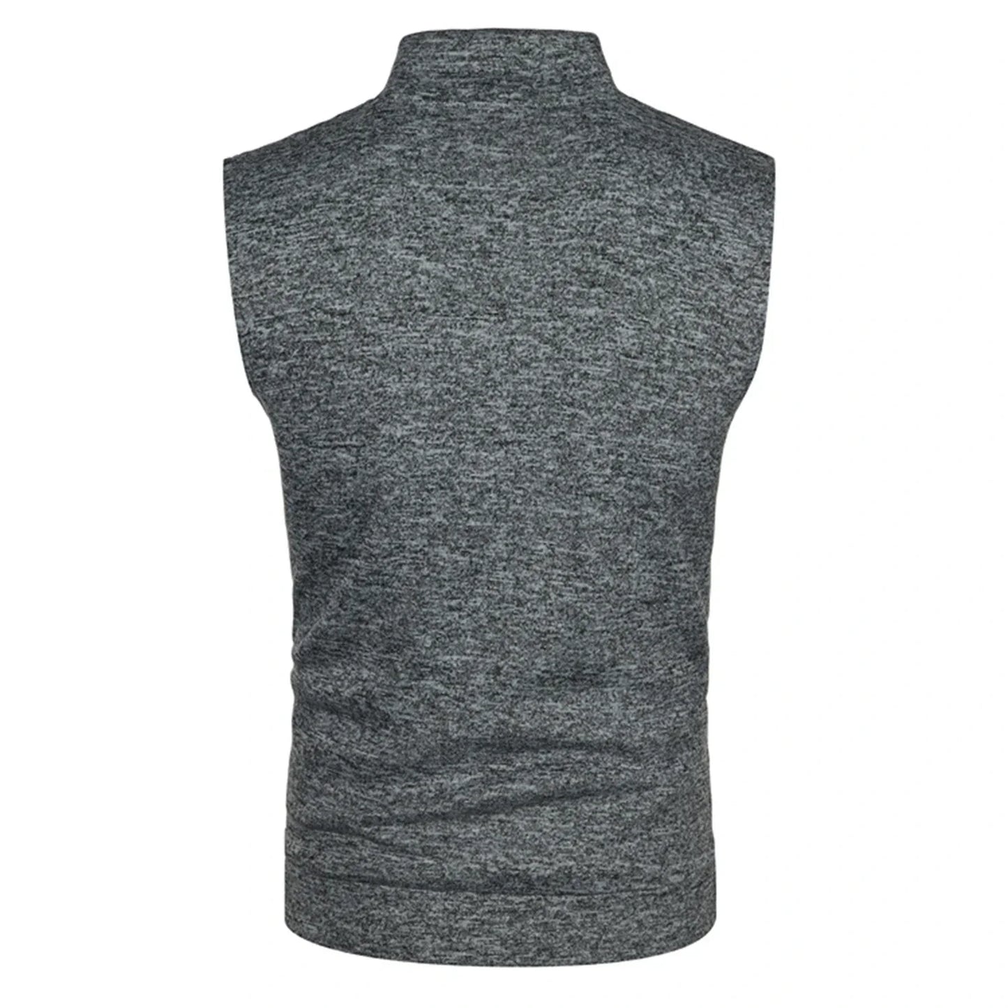 maoxiangshop Autumn and Winter Men's Knitted Velvet Fashion Casual Top Zipper Vest Sleeveless High Neck Fleece Solid Color Men's Wear