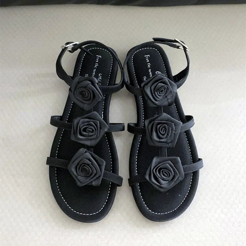 maoxiangshop - 2024 Summer New Open Toe Sandals Women Roman Style Cute Flat Sandals for Women Chunky Low Heel Wedge Design Elegant Dress Shoes
