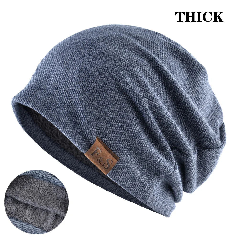 maoxiangshop Men Women Winter Warm Beanies Skullies Knitted Solid Casual Brand Soft Knitting Hat Outdoor Plus Velvet