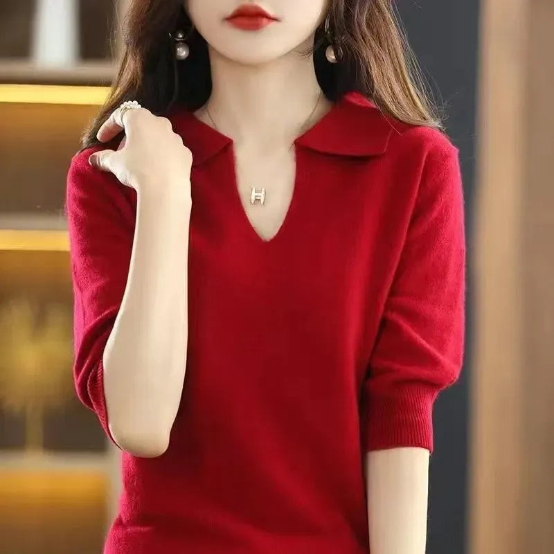 maoxiangshop New Women Knitted Sweaters Autumn Winter Warm Clothing Fashion Casual Sweater Long Sleeve Jumper V-Neck Loose Pullovers Top