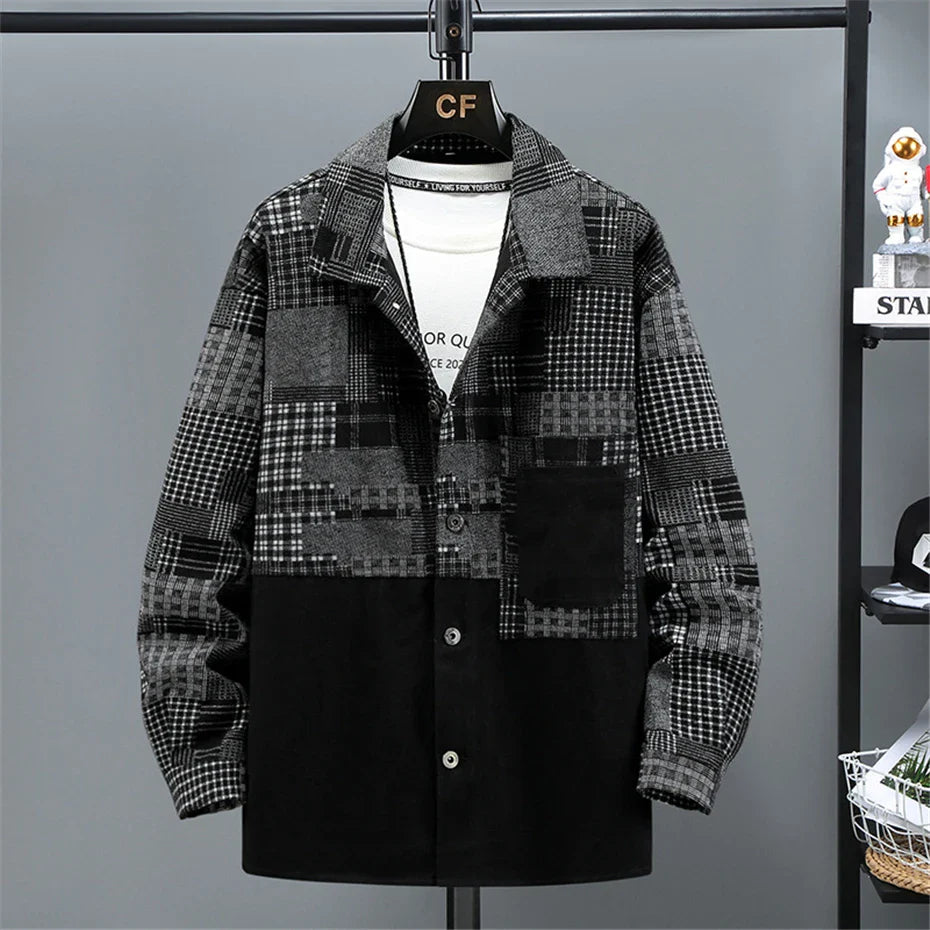 maoxiangshop Color Block Patchwork Denim Jacket Men 11XL 10XL Plus Size Jean Jackets Vintage Coat Male Big Size Outerwear