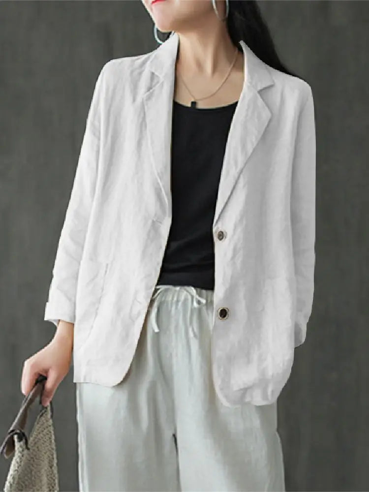 maoxiangshop Elegant Solid Blazer Women Autumn Overcoats Casual Long Sleeve Single Button Coats Female Lapel Outwears Oversized