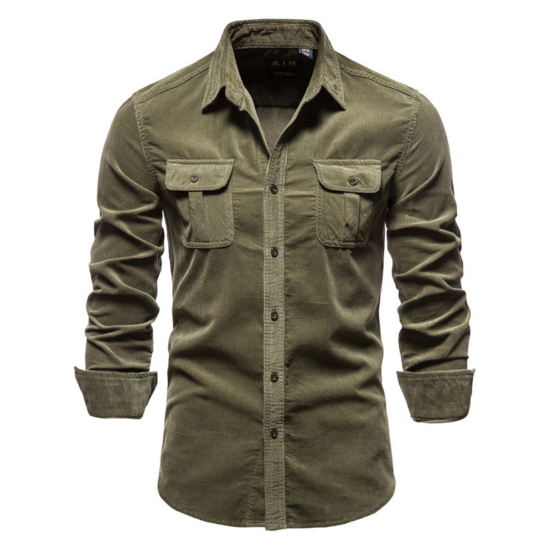 maoxiangshop Wrinkled Shoulder Solid Color Denim Coat Men's Long Sleeve Wash Jeans Shirt Men Clothing