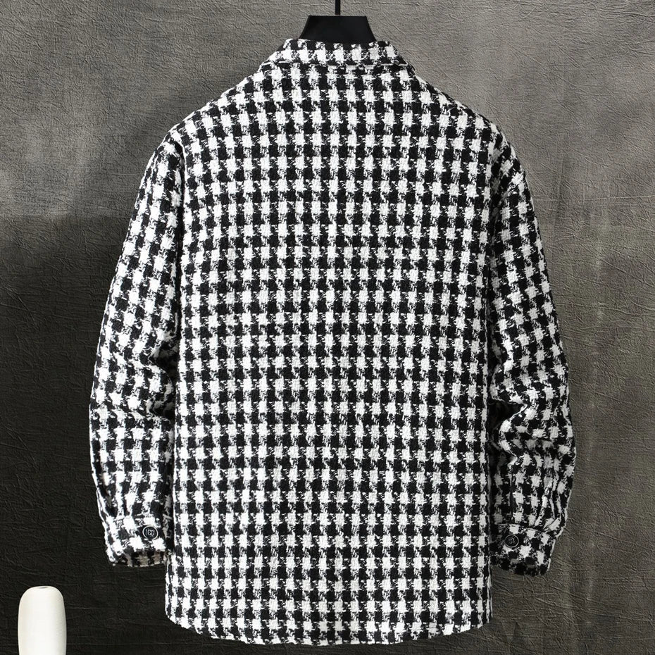 maoxiangshop Plaid Jacket Men Plus Size 10XL Jackets Coat Spring Autumn Fashion Casual Black White Plaid Coats Male Big Size 10XL