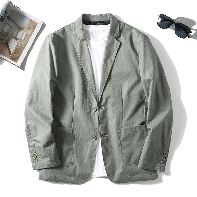 maoxiangshop Suit Jacket Men Clothing Single Breasted Pocket Casual Blazer Spring Summer Fashion Thin Solid Long Sleeve Sunscreen Tops