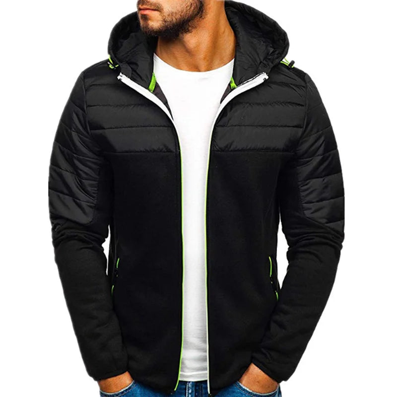 maoxiangshop Men's Hoodies Spring Autumn Casual LongSleeve Zip Up Hoodie Men Sweatshirt Patchwork Hooded Sweatshirts Streetwear Hoody Cardigan