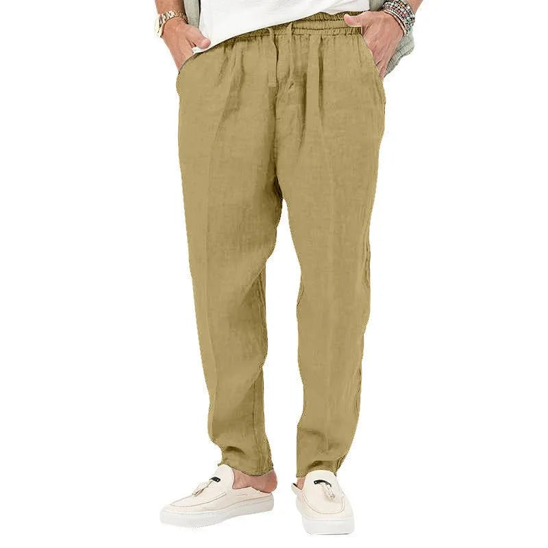 maoxiangshopMen's Long Linen Pants Lightweight Loose Fit Trousers Breathable Cotton Streetwear Sport Sweatpants Solid Color Pencil Pants