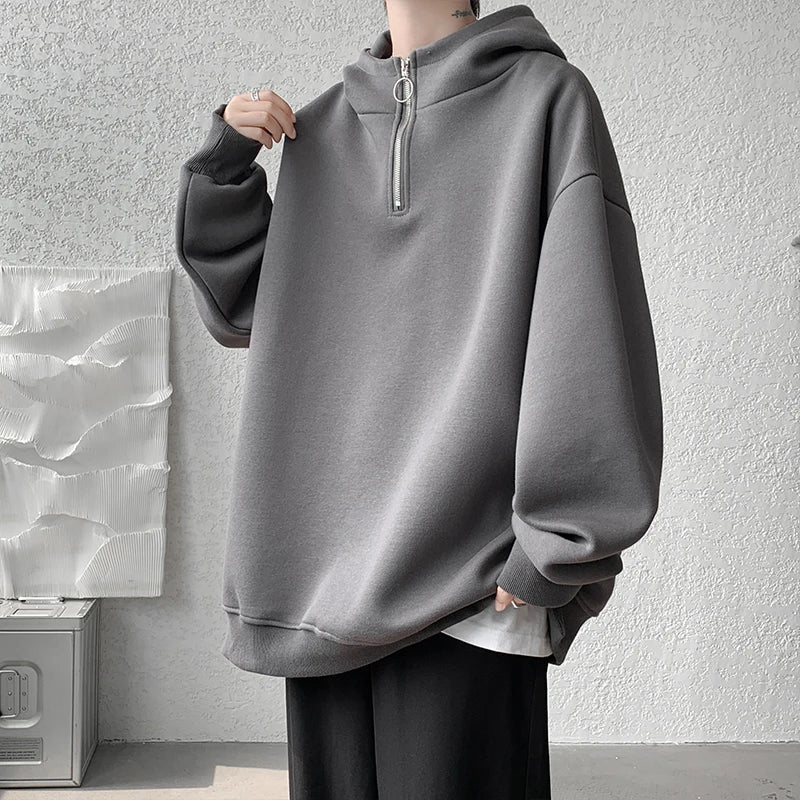 maoxiangshop Turtleneck Hoodie Zipper Pullovers Streetwear Hip Hop Hooded Sweatshirt Men Clothing Korean Couples Harajuku Coat