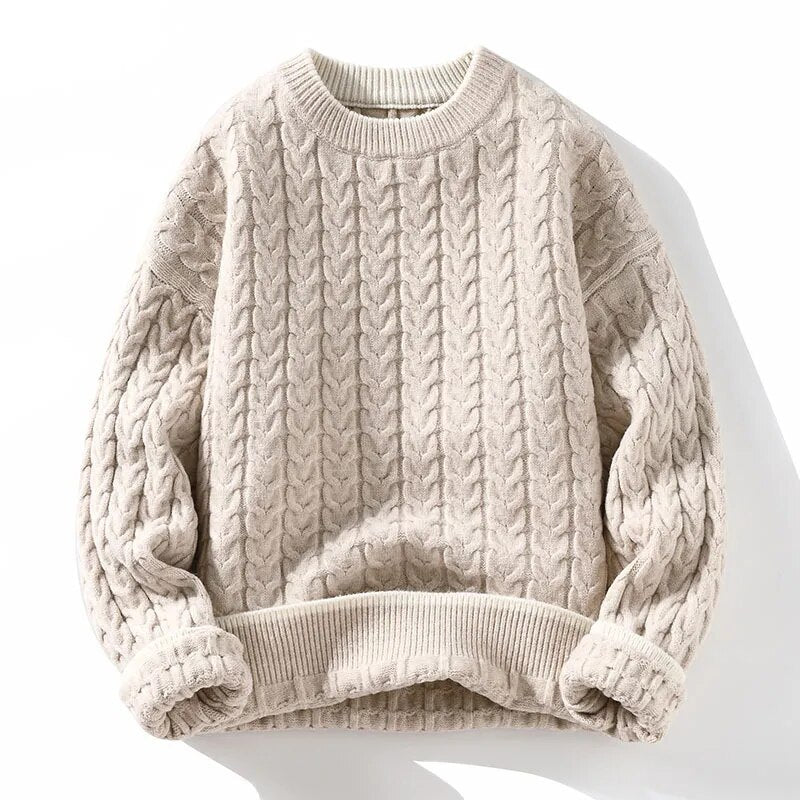 maoxiangshop Winter Thick Warm Sweater Men O Neck Knitted Pullovers Fashion Loose Mens Knitwear Casual Sweaters Couple Knitting Pullover