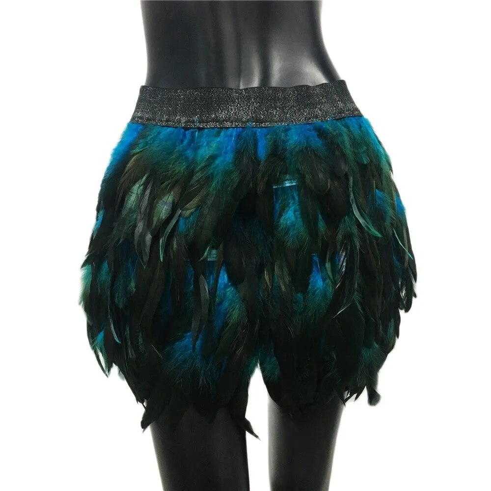 maoxiangshop Festival Rave Feather Skirt Carnival Halloween Evening Party Stage Performance Punk Gothic Y2K Women Mini Short Skirts Faldas