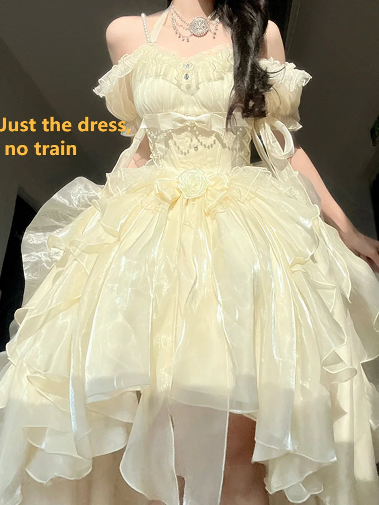 maoxiangshop Elegant and Noble Generative Color Lolita Flower Wedding Dress Adult Dress Sling Dress
