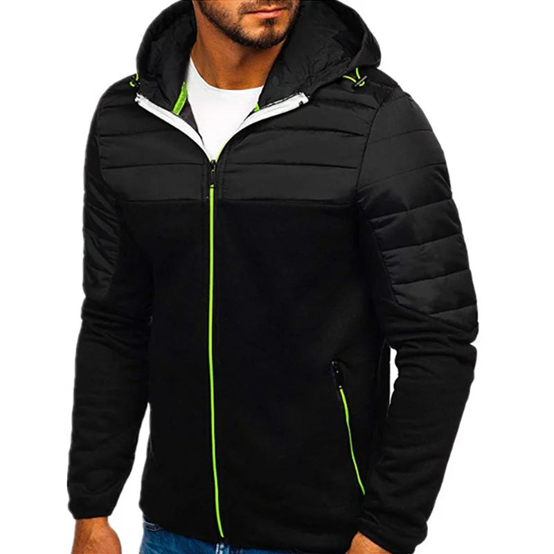 maoxiangshop Men's Hoodies Spring Autumn Casual LongSleeve Zip Up Hoodie Men Sweatshirt Patchwork Hooded Sweatshirts Streetwear Hoody Cardigan
