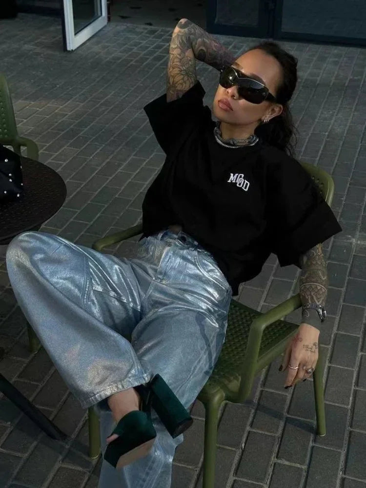 maoxiangshop - Loose PU Women Pants Solid Casual High Waist Pockets Fashion Streetwear Woman 2024 Autumn Winter New Baggy Bottoms Femme