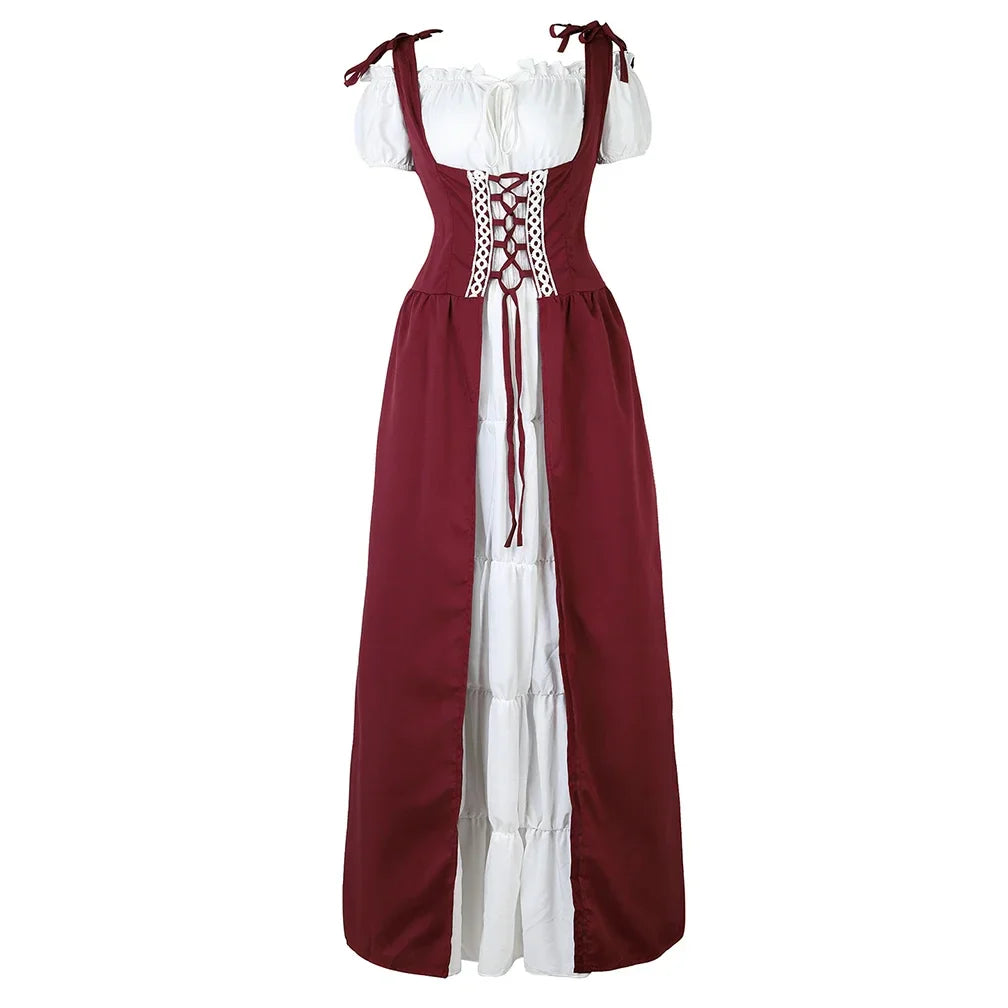 maoxiangshop - Renaissance Dress for Women Irish Medieval Dresses Victorian Female Costumes Halloween Cosplay Costume Masquerade Party Outfits