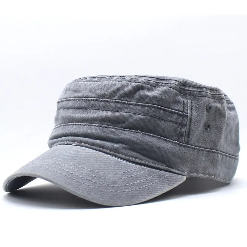 maoxiangshop New Washed Cotton Flat Top Cap Adjustable Outdoor Caps Women Men Retro Hats Man Cap