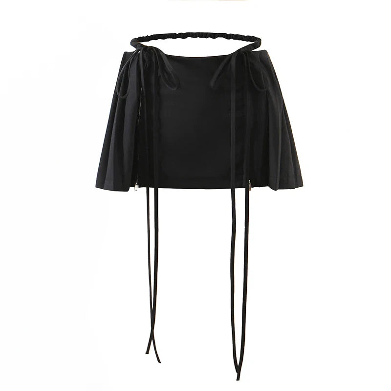 maoxiangshop - New Y2k Mini Skirts 90s Cute Streetwear Casual Grey Pleated Skirts With Belt Hot Zipped A-Line Women Short Skirt Summer