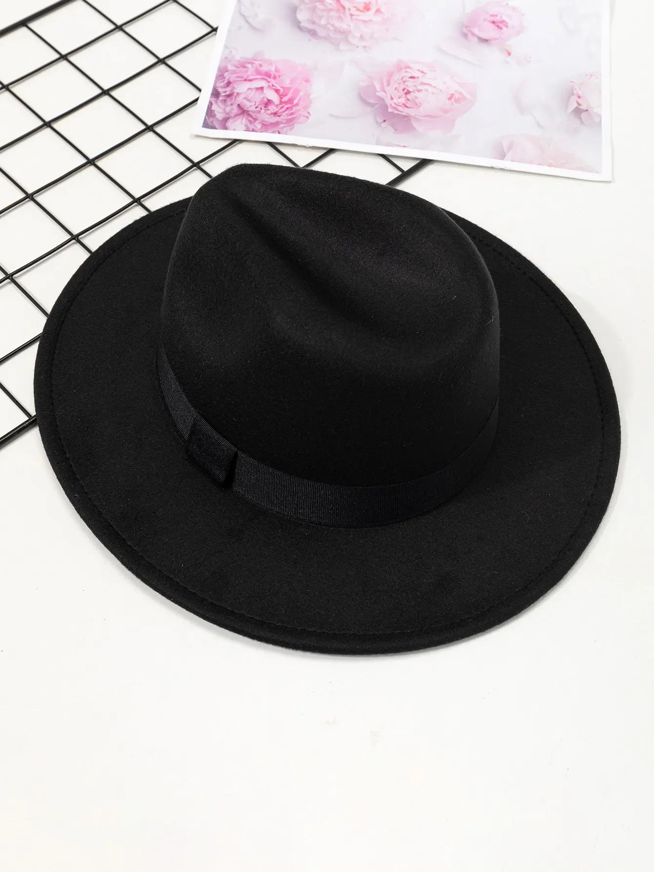 maoxiangshop Autumn and winter men and women's new large brimmed hats, fashionable woolen jazz hats, English style top hats