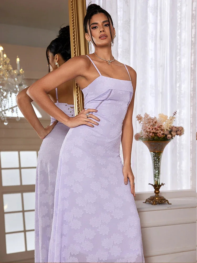 See Through Beach Spaghetti Maxi Dress For Women Plunge Shoulder Floral Mesh Patchwork Long Holiday Dress Femme