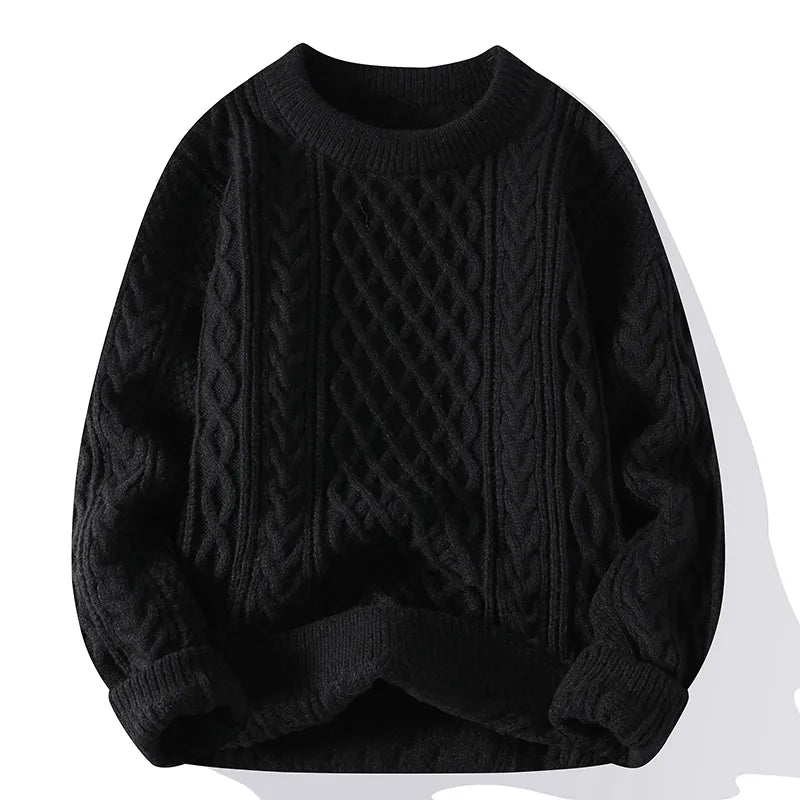 maoxiangshop Autumn Winter Men Sweater Vintage O Neck Solid Color Mens Knitted Pullovers Loose Harajuku Mens Retro Knitting Pullover Sweaters