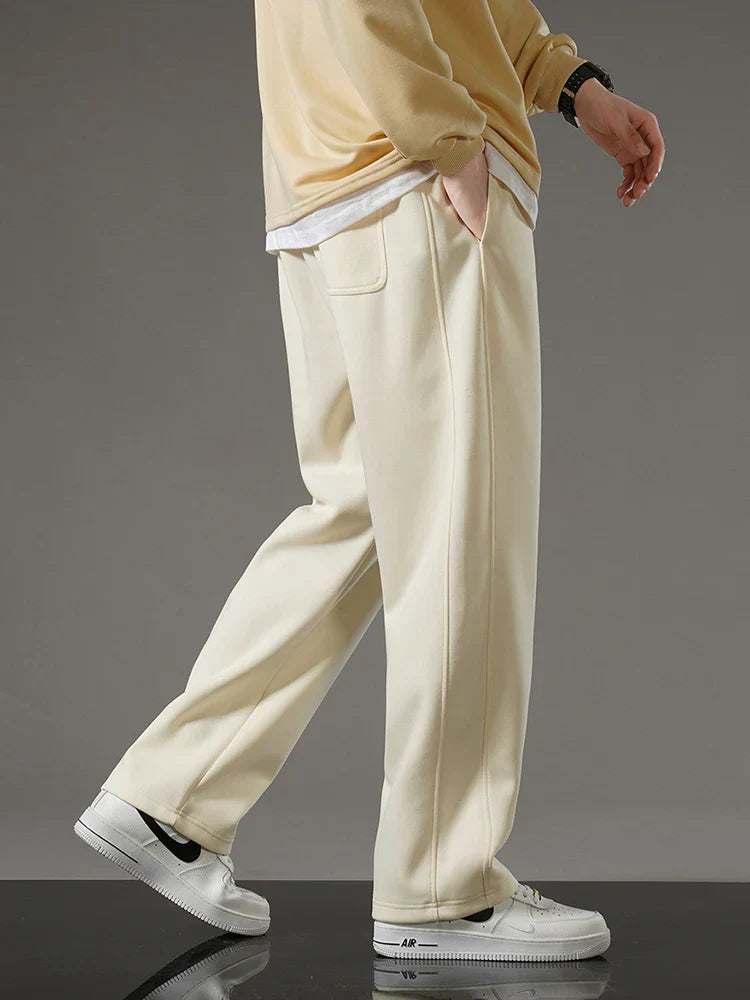 maoxiangshop Spring Autumn Men Sweatpants Korean Fashion Sportswear Drawstring Wide Leg Straight Track Pants Cotton Casual Loose Trousers