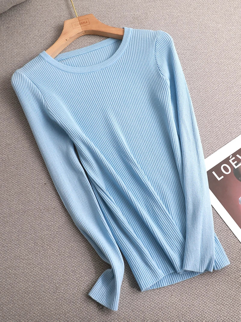 maoxiangshop winter clothes Knitted woman sweaters Pullovers spring Autumn Basic women's jumper Slim women's sweater cheap pull long sleeve