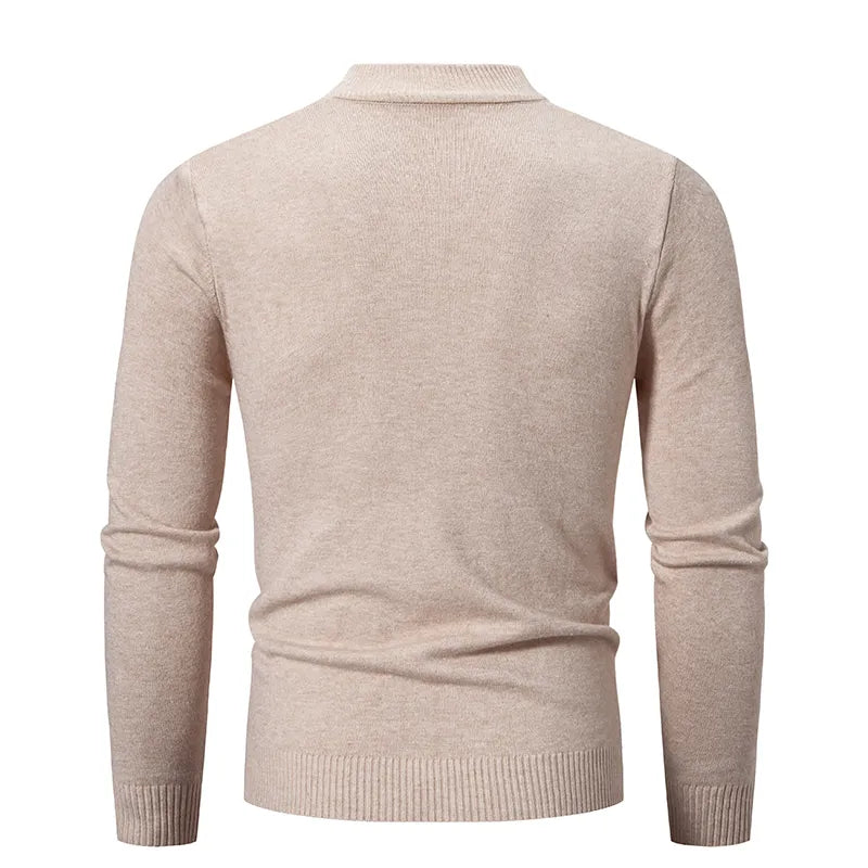 maoxiangshop Autumn New Sweater Men's Half High Neck Basic Solid Color Casual Versatile Round Neck Knit with Slim Fit Elastic Sweater Inside