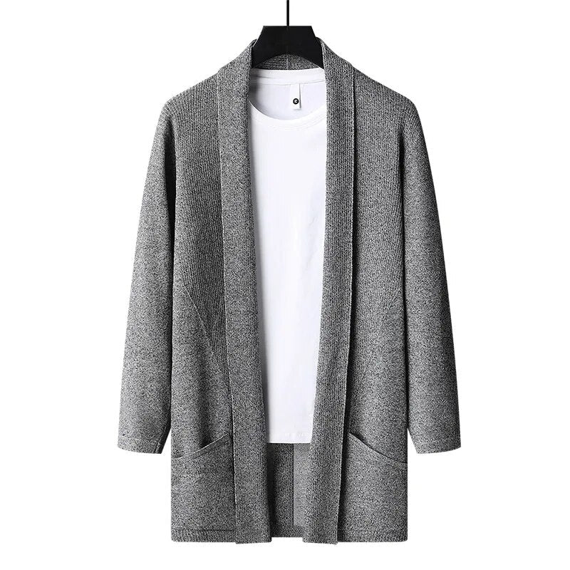 maoxiangshop Autumn Korean style fashion Men's Sweater Thicken and Velvet Men Cardigan Knitted Sweater Coat Stripe Jacket Male S-5XL