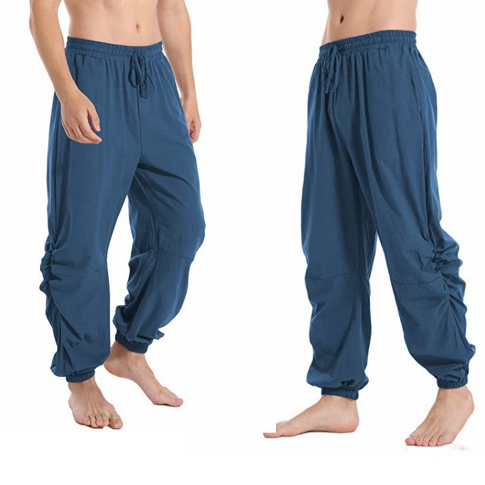 maoxiangshop Adult Men Pirate Pants Vintage Medieval Renaissance Lounge Costume Loose Pants Viking Black Brown Trouser