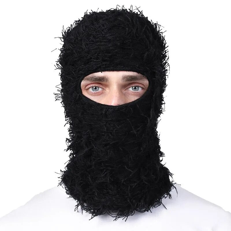 maoxiangshop Balaclava Distressed Knitted Full Face Ski Mask for Men Women Beanies Hats Skullies Camouflage Winter Warm Bonnet Windproof Hats