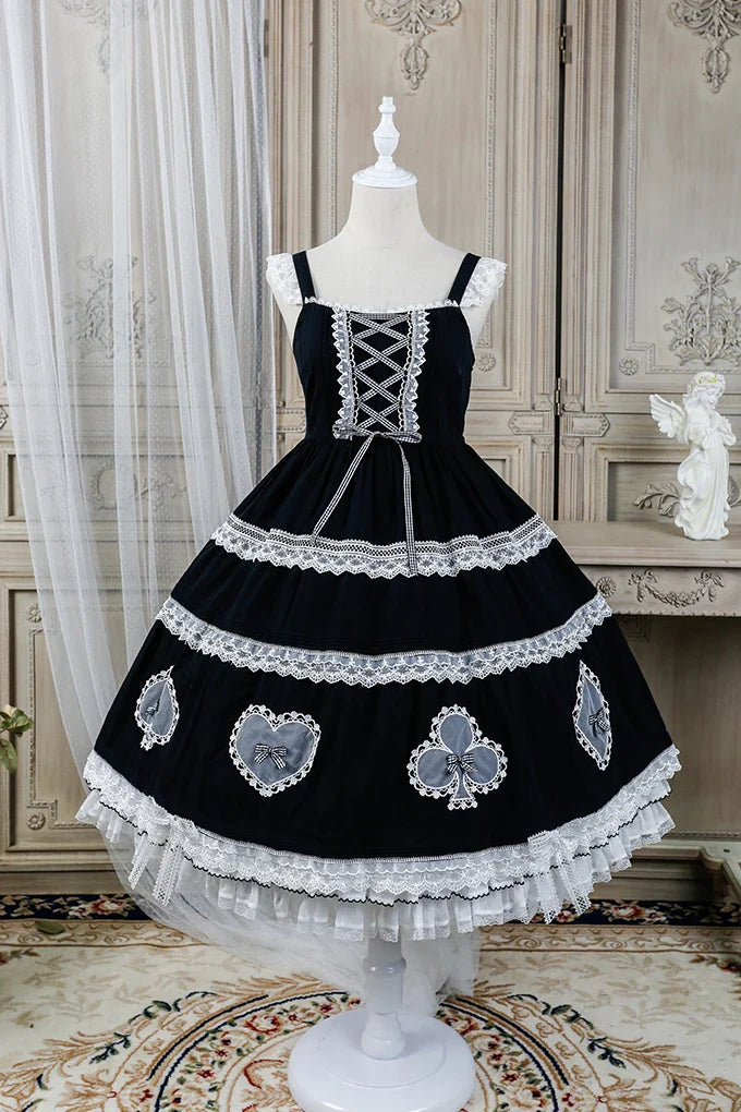 maoxiangshop - Lolita Alice Lace Bow Camisole Dress